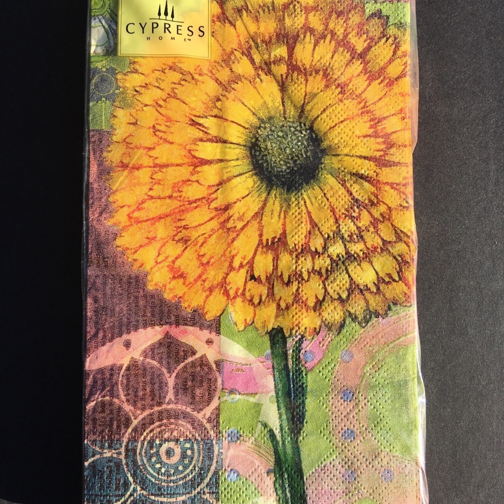 2 Packages Cypress Home Guest Napkins Paper Zinnia Yellow Party Crafts New